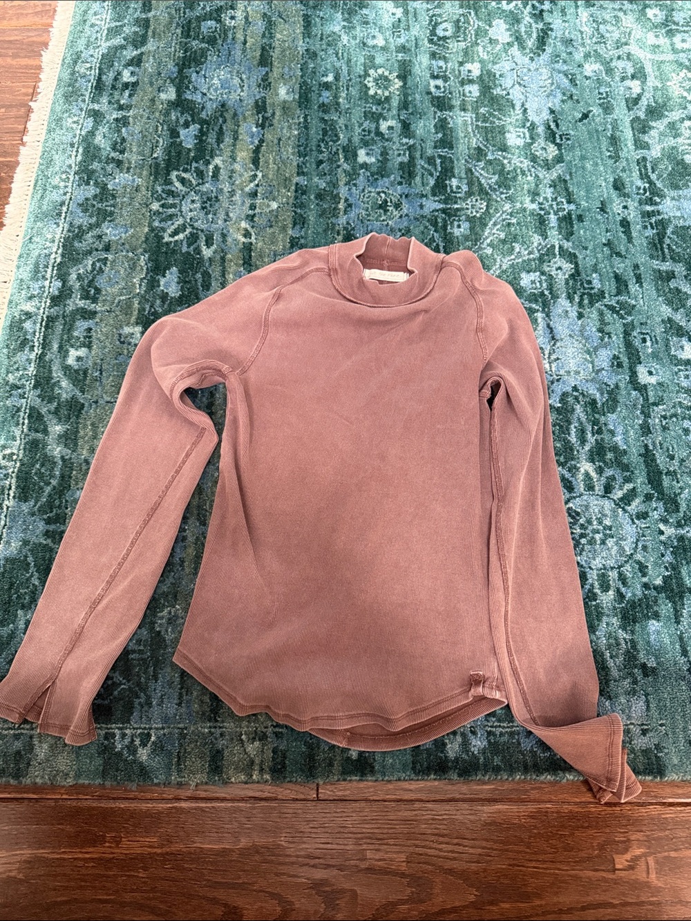 Free People Light Magic Ribbed Mock Neck Top – Dark Mauve Pink Size xl